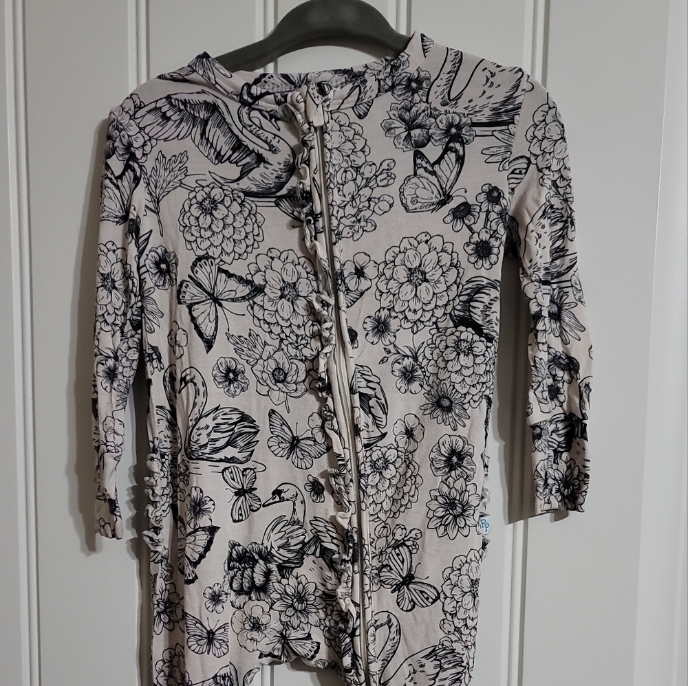 Posh Peanut Gray Floral Baby Onesie